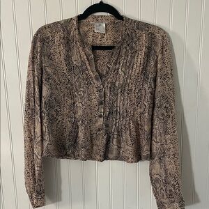 Gerard Darel Snake Print Blouse - Brown and Black 💯 silk